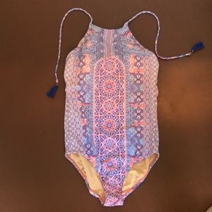 Cabana Life Pink and Blue One Piece Swimsuit